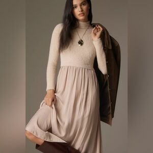 Thea Long-Sleeve Eyelash Twofer Sweater Dress
